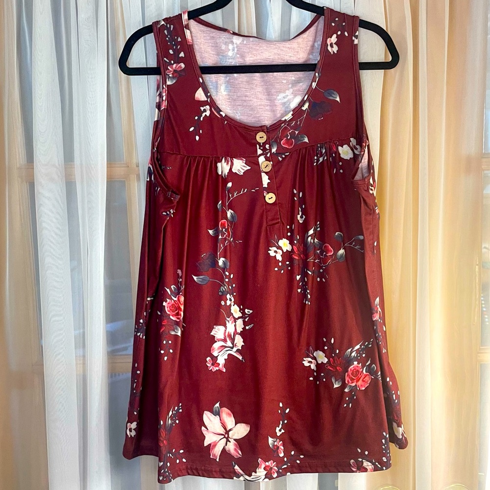 Itm 0048 sleeveless floral print top size 2X